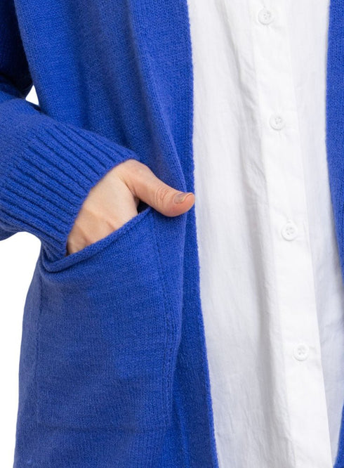 Royal Blue Basic Pocket Cardigan - Khotwh